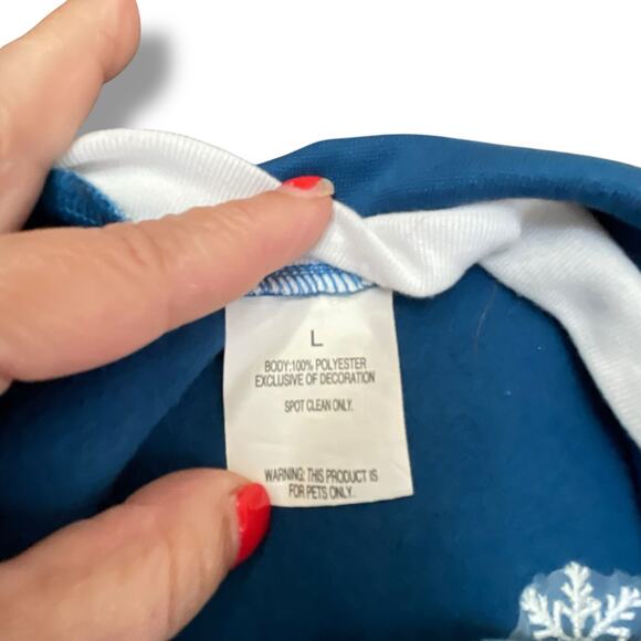 Wondershop Snowflake Dog Sweatshirt Size Large Fleece Lining Pet Pup Blue White - Picture 5 of 13
